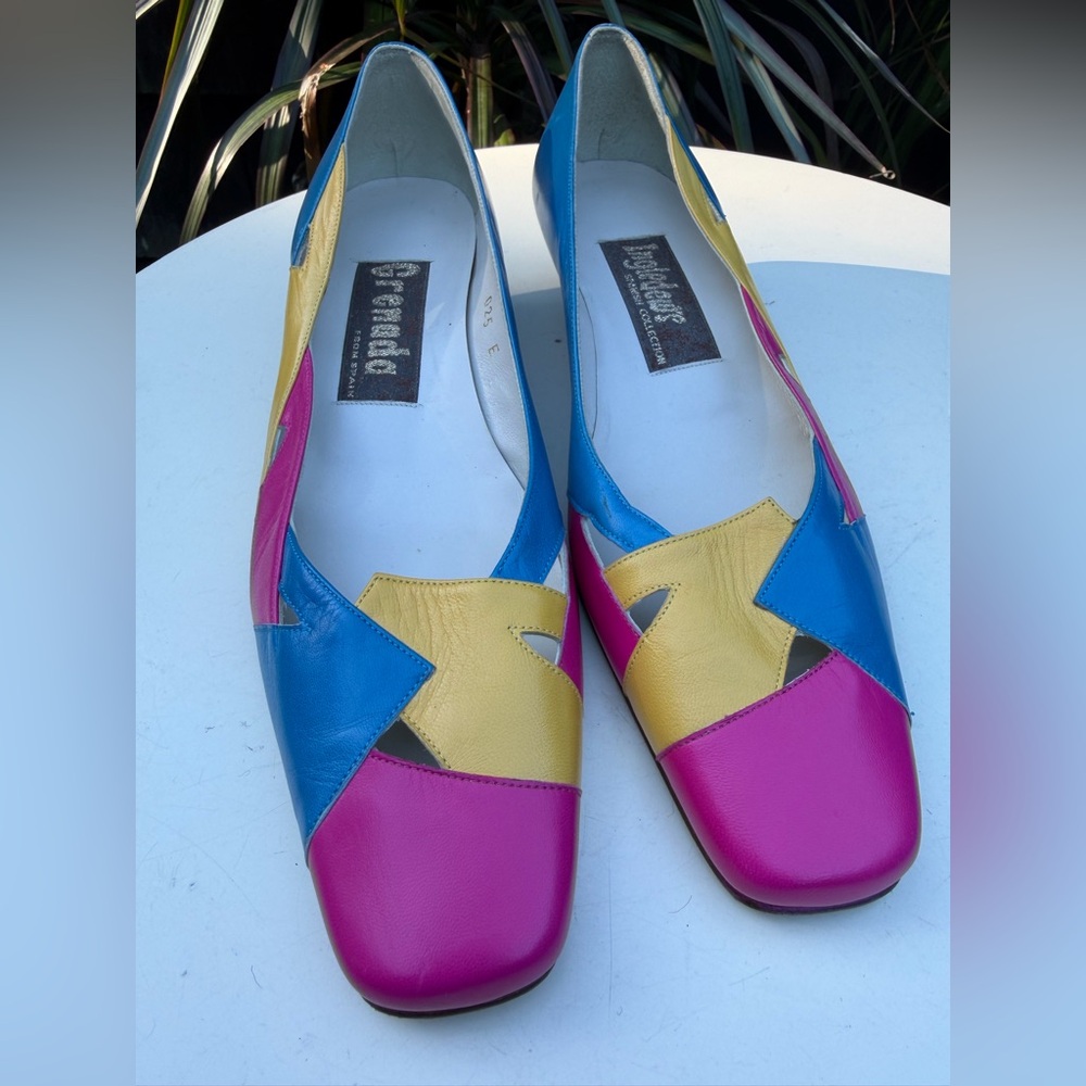 Vintage kitten heel pump shoes leather multicolor Sz 8M by Ingledew’s Grenada - Picture 2 of 11